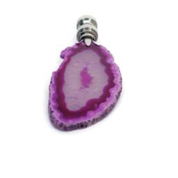 Agate Slice Lamp Finial in Fuchsia On Shiny Chrome Hardware - thumbnail 4