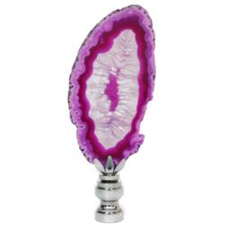 Agate Slice Lamp Finial in Fuchsia On Shiny Chrome Hardware - thumbnail 2