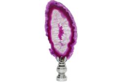 Agate Slice Lamp Finial in Fuchsia On Shiny Chrome Hardware - thumbnail 1
