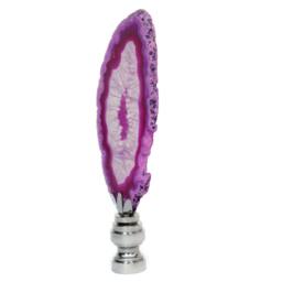 Agate Slice Lamp Finial in Fuchsia On Shiny Chrome Hardware - thumbnail 3