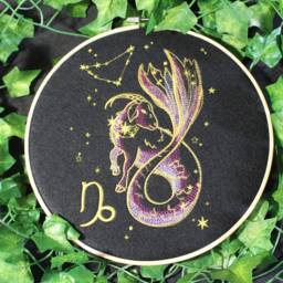 Capricorn Zodiac Wall Art - Celestial Embroidery Hoop Constellation Home D??cor - thumbnail 3