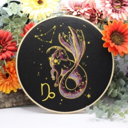 Capricorn Zodiac Wall Art - Celestial Embroidery Hoop Constellation Home D??cor - thumbnail 2