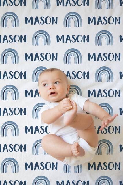 Rainbow Personalized Baby Name Swaddle Blanket, Gift, Custom Coming Home, Gender Neutral Hospital Shower Gift - image 1