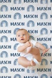 Rainbow Personalized Baby Name Swaddle Blanket, Gift, Custom Coming Home, Gender Neutral Hospital Shower Gift - thumbnail 1