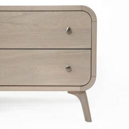 Solid Wood Sideboard in Whitened Oak, Tv Console Table With 4 Drawers, Media Console, Low Dresser Art Deco Record Storage Handmade Furniture - thumbnail 4
