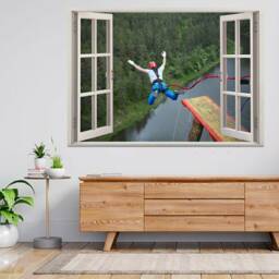 Extreme Sportsman Bungee Jumping 3D Window View Wall Sticker Poster Decal A893