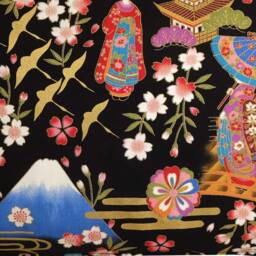 Japanese Geisha Cushion Black Crane & Floral Lumbar Pillow Cover With Metallic Gold Accents 12x20 - thumbnail 2