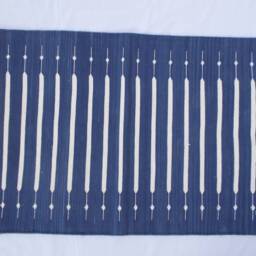 2x6 Cotton Blue & White Stripes Hand Woven Runner Rug - Beautiful - thumbnail 3