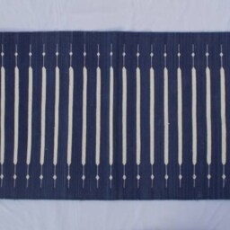 2x6 Cotton Blue & White Stripes Hand Woven Runner Rug - Beautiful - thumbnail 2