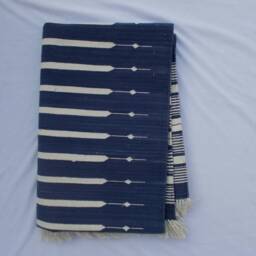 2x6 Cotton Blue & White Stripes Hand Woven Runner Rug - Beautiful - thumbnail 4