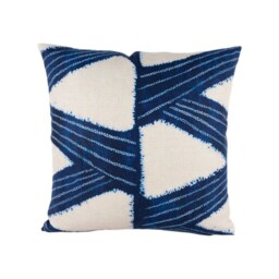 Zoffany - Kanoko Indigo Abstract Japanese Inspired Shibori Zig Zag Cushion Cover Handmade Throw Pillow Designer Home Decor - thumbnail 2