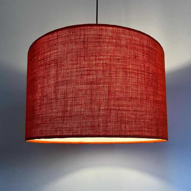 Orange Hessian Drum Lampshade/ Ceiling Shade With A White Lining, Natural Straight Sided Lampshade - image 1