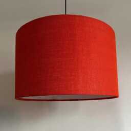 Orange Hessian Drum Lampshade/ Ceiling Shade With A White Lining, Natural Straight Sided Lampshade - thumbnail 2