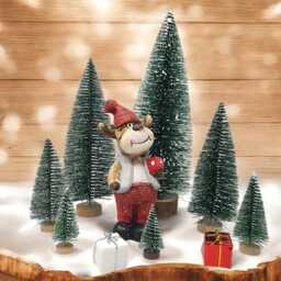 Snowy Green Miniature Christmas Tree Sisal Bottle Brush Tree - thumbnail 2