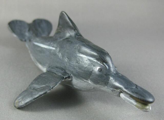 Hand Painted River Stone Dolphin Sculpture, Signed Art - image 1