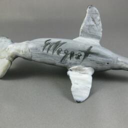Hand Painted River Stone Dolphin Sculpture, Signed Art - thumbnail 3