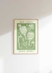 Hot Girls Play Padel Wall Print - Sports Illustration Health & Fitness Art Gifts For Pickleball Racket Paddle Tennis - thumbnail 1