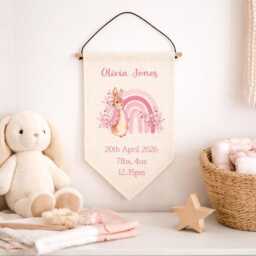 Personalised Baby Name Pennant Banner Birth Announcement - Nursery Wall Hanging New Gift - thumbnail 4