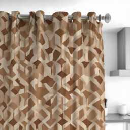Brown Geometric Curtains, Modern Pattern Window Drapes, Custom Made Panels For Living Room Or Bedroom - thumbnail 3