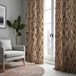 Brown Geometric Curtains, Modern Pattern Window Drapes, Custom Made Panels For Living Room Or Bedroom - thumbnail 4