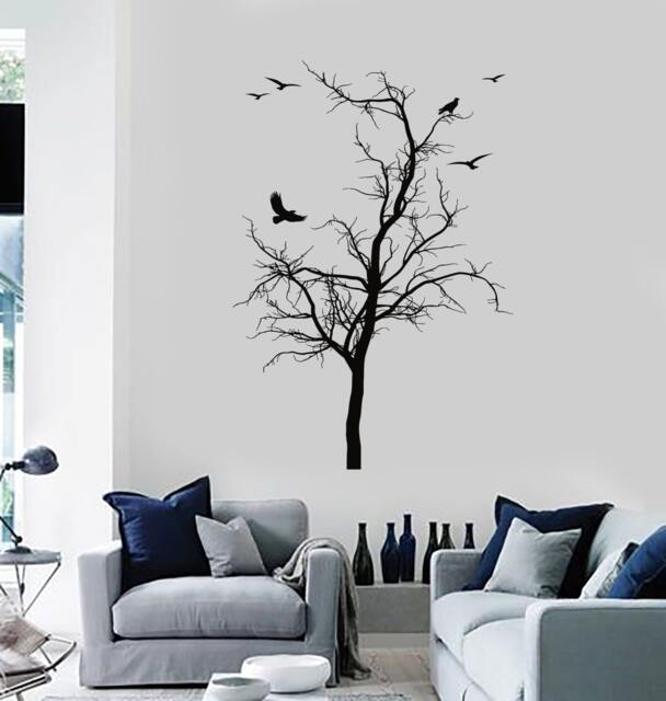 Gothic Tree Wall Vinyl Decal Bare Branch Birds Nature Room Decor Sticker 2305Di - image 1