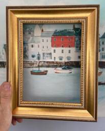 Gold Leaf Wood Picture Frame - Black Distressed Cream Finish