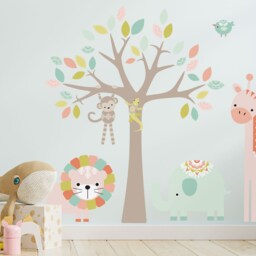 Pastel Nursery Safari Wall Sticker Pack, Jungle Wall Sticker, Cute Decal, Decal - thumbnail 3