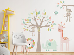 Pastel Nursery Safari Wall Sticker Pack, Jungle Wall Sticker, Cute Decal, Decal - thumbnail 1
