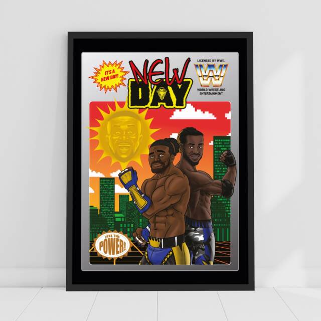 Wwe Print - New Day Cartoon Graphic Poster Wrestling Wall Art - image 1