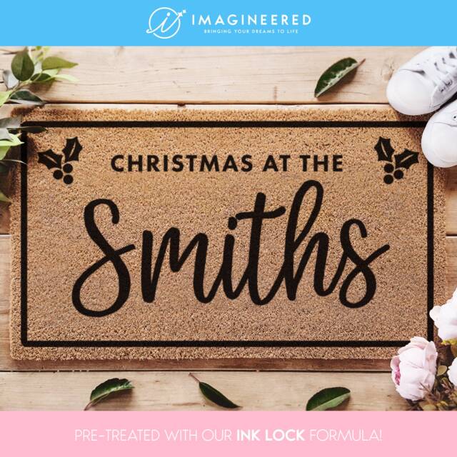 Christmas Porch Decor - Family Name Doormat Personalized At The Smiths Custom Gift - image 1