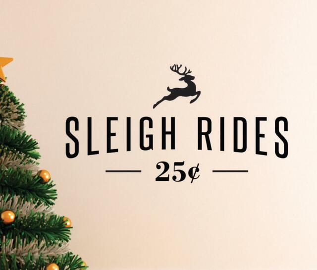 Christmas Sleigh Rides Wall Decal, Winter Sign Vinyl Ride Reindeer Decal - image 1