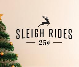 Christmas Sleigh Rides Wall Decal, Winter Sign Vinyl Ride Reindeer Decal - thumbnail 1