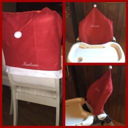 Santa Hat Chair Or Highchair Cover With Name Personalization - thumbnail 1