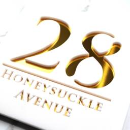 K Smart Sign - Bellissima S1 Laser Cut Matt White & Gold Mirror Floating House Signs Door Number Plaques 180mm X 180mm - thumbnail 3