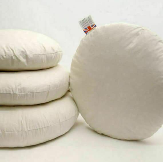 Cambric Cotton Natural Duck Feather Round Cushion Pad Filler Insert Set Of 2