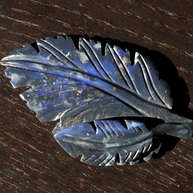 Sale Blackopal Blue Leaf Opal Carving - 104 Cts Was 1200.00 - image 1