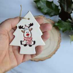 Reindeer, Handmade Ceramic Christmas Reindeer Decoration, Tree Present, Stocking Filler, Secret Santa - thumbnail 2