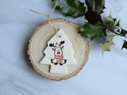 Reindeer, Handmade Ceramic Christmas Reindeer Decoration, Tree Present, Stocking Filler, Secret Santa