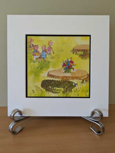 The Enormous Crocodile Print - Original Book Page Roald Dahl Illustration Quentin Blake Art Double Mounted 10 X - image 1