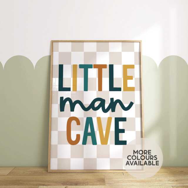 Little Man Cave Print -- Boys Bedroom Print, Playroom Nursery Toddler Bedroom, Room Decor, Unframed - image 1