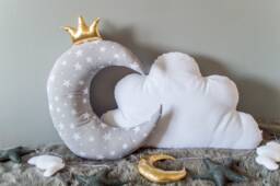 Moon Baby Decor Pillow Gold Crown Cushion Stars Cushions Cloud Kids Bedroom Decoration Throw Pillows Grey Baby Shower - thumbnail 1