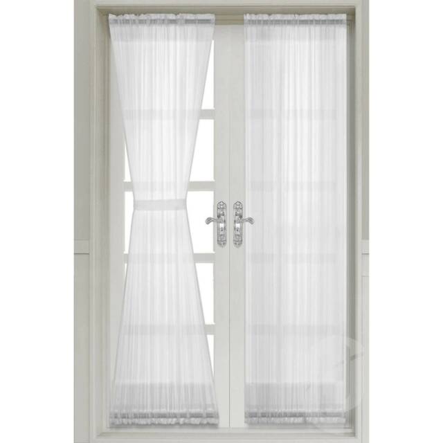 Sheer Off-White Door Curtain, Patio French Panel, Double Rod Pocket - image 1