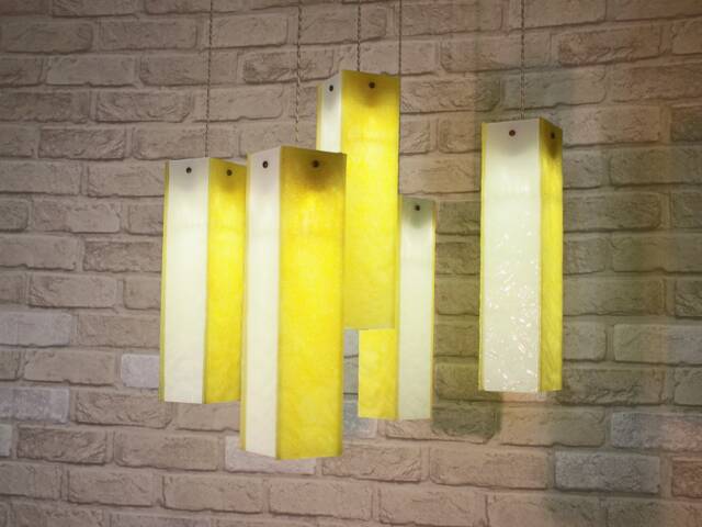 Chandelier Lighting. Bubble Warm Yellow & Wrinkled White. Ceiling Lights, Pendant Lighting, Large Size - image 1
