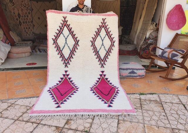 Wow Moroccan Beni Ourain Rug Carpet Soft Shag Artistic Oriental Checker Moroccan Colorful - image 1