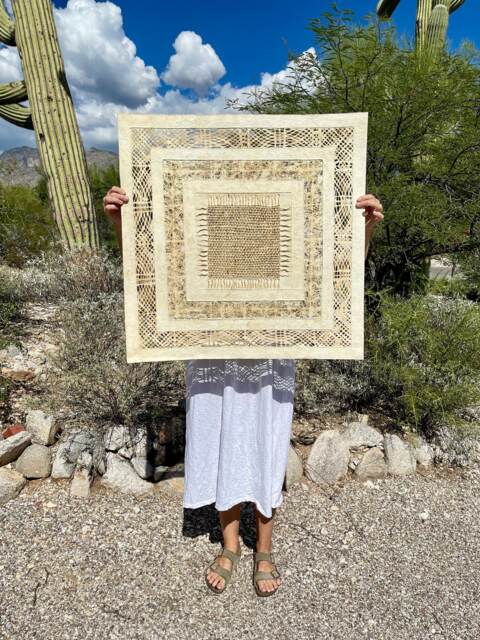 Handmade Mexican Amate Paper Wall Art - Xl 31.25X31.25 Modern - Unframed - image 1