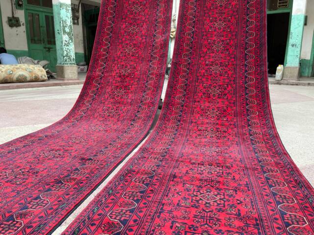 33 Feet Large Afghan Runner Rug, 16.5 X 2.9 Ft, Top Quality Stunning Handmade Turkoman Runner, Hall Way Runner Bukhara - image 1