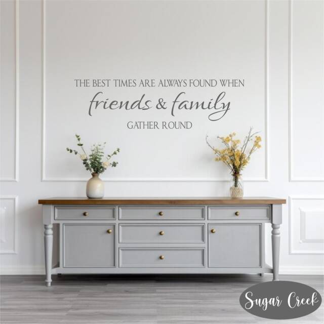 The Best Of Times Friends & Family Gather Round-Vinyl Lettering - Dining Room - Kitchen - Decor Words For Your Wall - Quotes - image 1