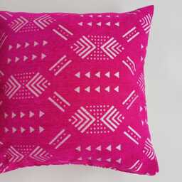 Moroccan Velvet Cushion Cover, Handmade Brocade Pink Pillow Case, Decorative 20''x20''/50x50 cm - thumbnail 2