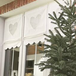 Shabby Chic Heart Roller Blind Made Of Linen Tunnel - Rustic Blinds For The Living Room in A Country Scandinavian Style Window Frame Or Door To - thumbnail 3