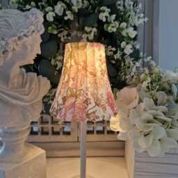 Cordless Touch Lamp. Beautiful Decoupaged Pink Floral Usb Rechargeable Table Lamp.touch - thumbnail 3